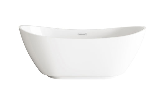 Elodie 62 Inch Soaking Bathtub, Modern Style, Glossy White - BT11062GW