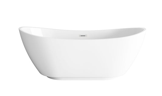 Elodie 67 Inch Soaking Bathtub, Modern Style, Glossy White - BT11067GW