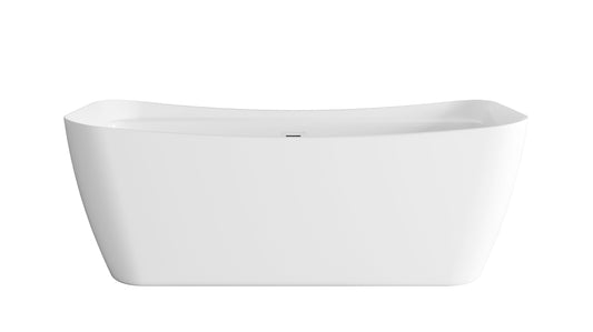 Leif 67 Inch Soaking Bathtub, Modern Style, Glossy White - BT12067GW