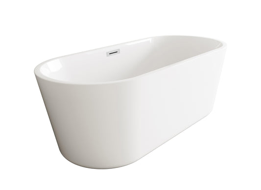 Cyrus 59 Inch Soaking Roll Top Bathtub, Modern Style, Glossy White - BT14059GW