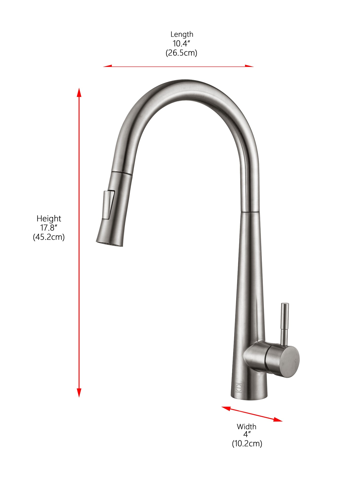 Emrys Single Handle Pull Down Sprayer Kitchen Faucet, Modern Style, Brushed Nickel - KF100BNK