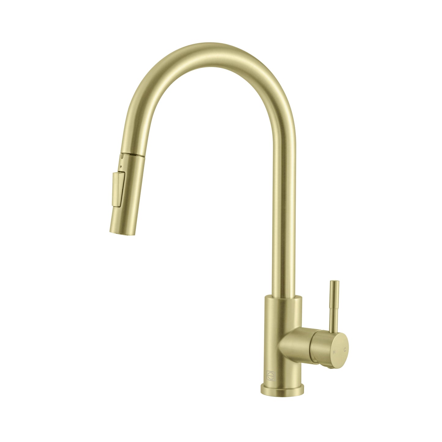 Calla Single Handle Pull Down Sprayer Kitchen Faucet, Modern Style, Brushed Gold - KF120BGD