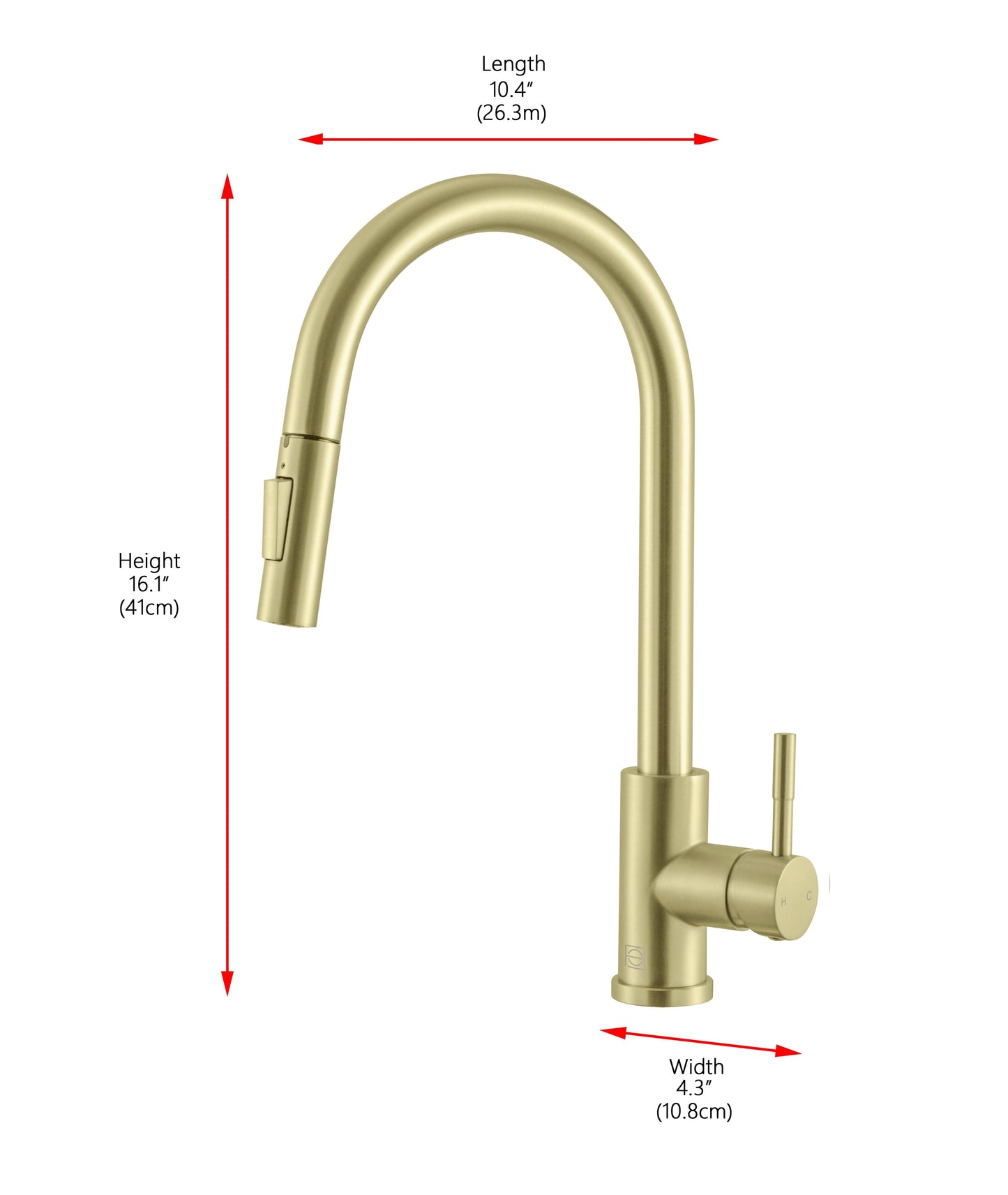 Calla Single Handle Pull Down Sprayer Kitchen Faucet, Modern Style, Brushed Gold - KF120BGD