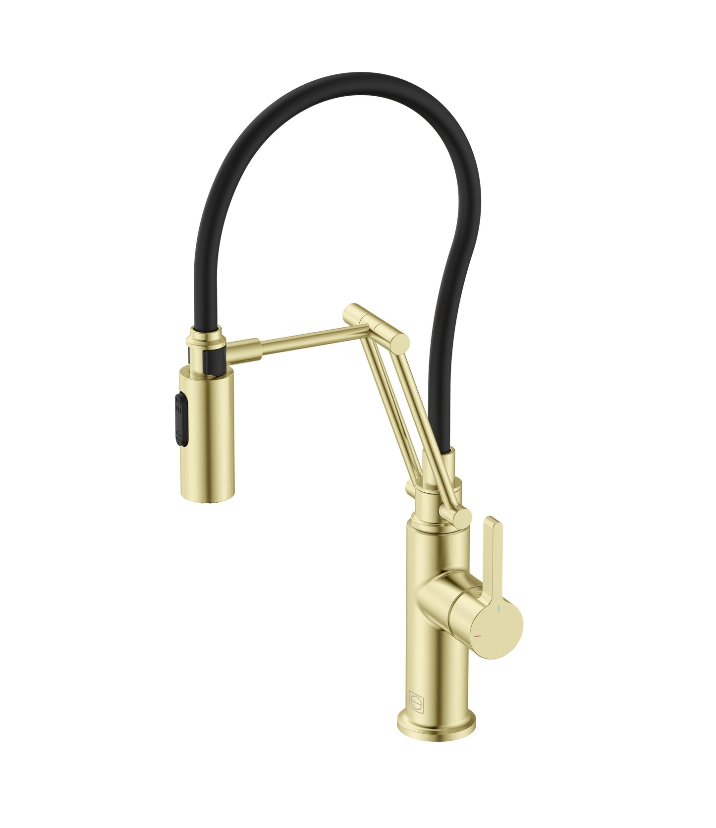 Selene Single Handle Pull Down Sprayer Kitchen Faucet, Industrial Style, Brushed Gold - KF140BGD