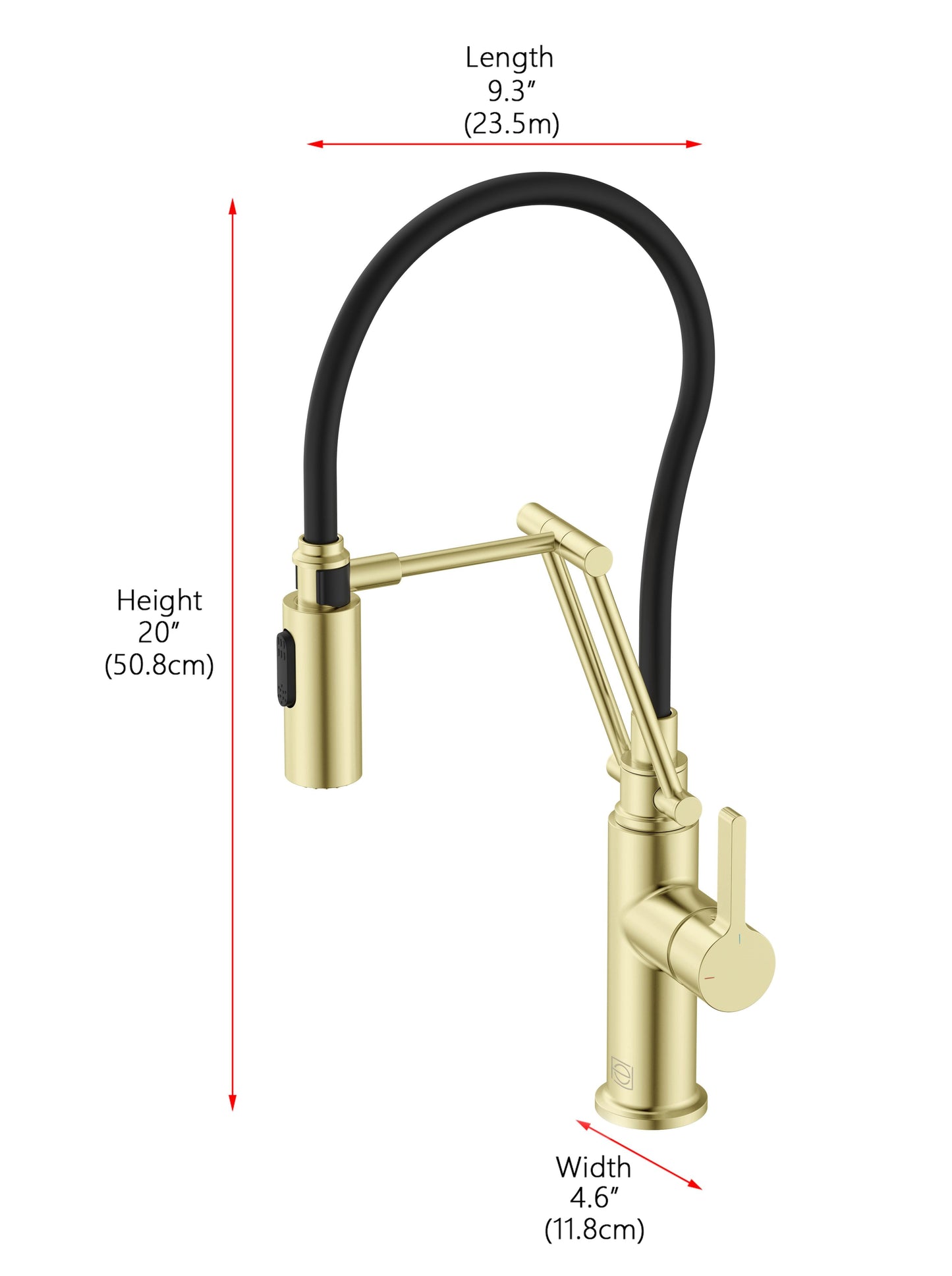 Selene Single Handle Pull Down Sprayer Kitchen Faucet, Industrial Style, Brushed Gold - KF140BGD