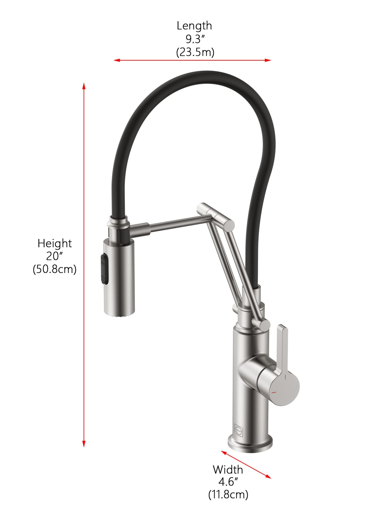 Selene Single Handle Pull Down Sprayer Kitchen Faucet, Industrial Style, Brushed Nickel - KF140BNK