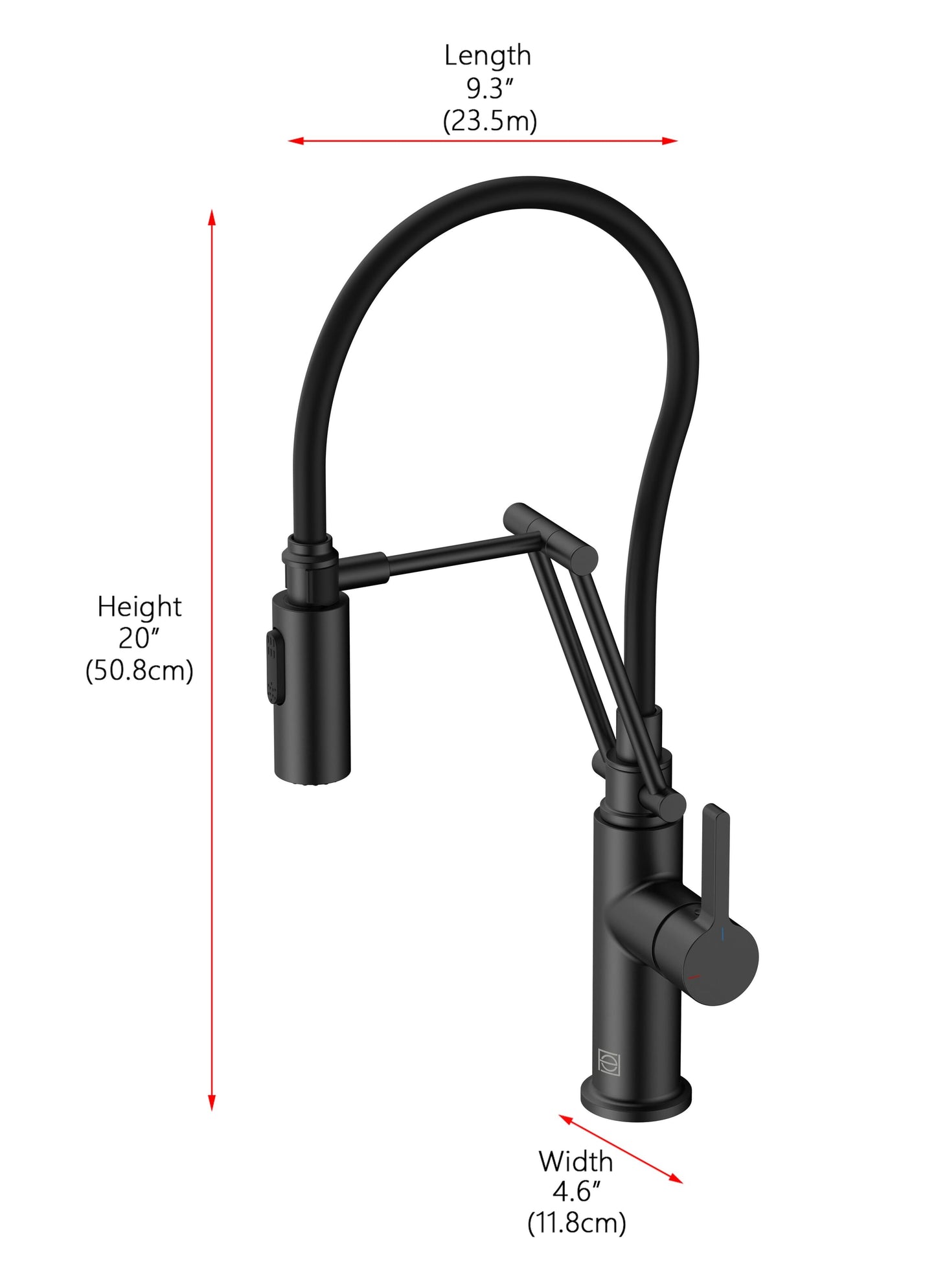 Selene Single Handle Pull Down Sprayer Kitchen Faucet, Industrial Style, Matte Black - KF140MBK