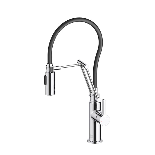 Selene Single Handle Pull Down Sprayer Kitchen Faucet, Industrial Style, Chrome - KF140PCH