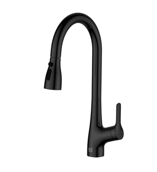 Lucian Single Handle Pull Down Sprayer Kitchen Faucet, Traditional Style, Matte Black - KF150MBK