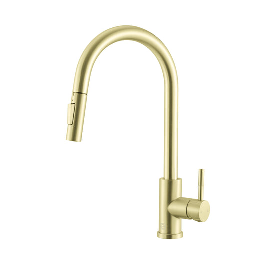 Imogen Single Handle Pull Down Sprayer Kitchen Faucet with Touch Sensor, Modern Style, Brushed Gold - KF160BGD