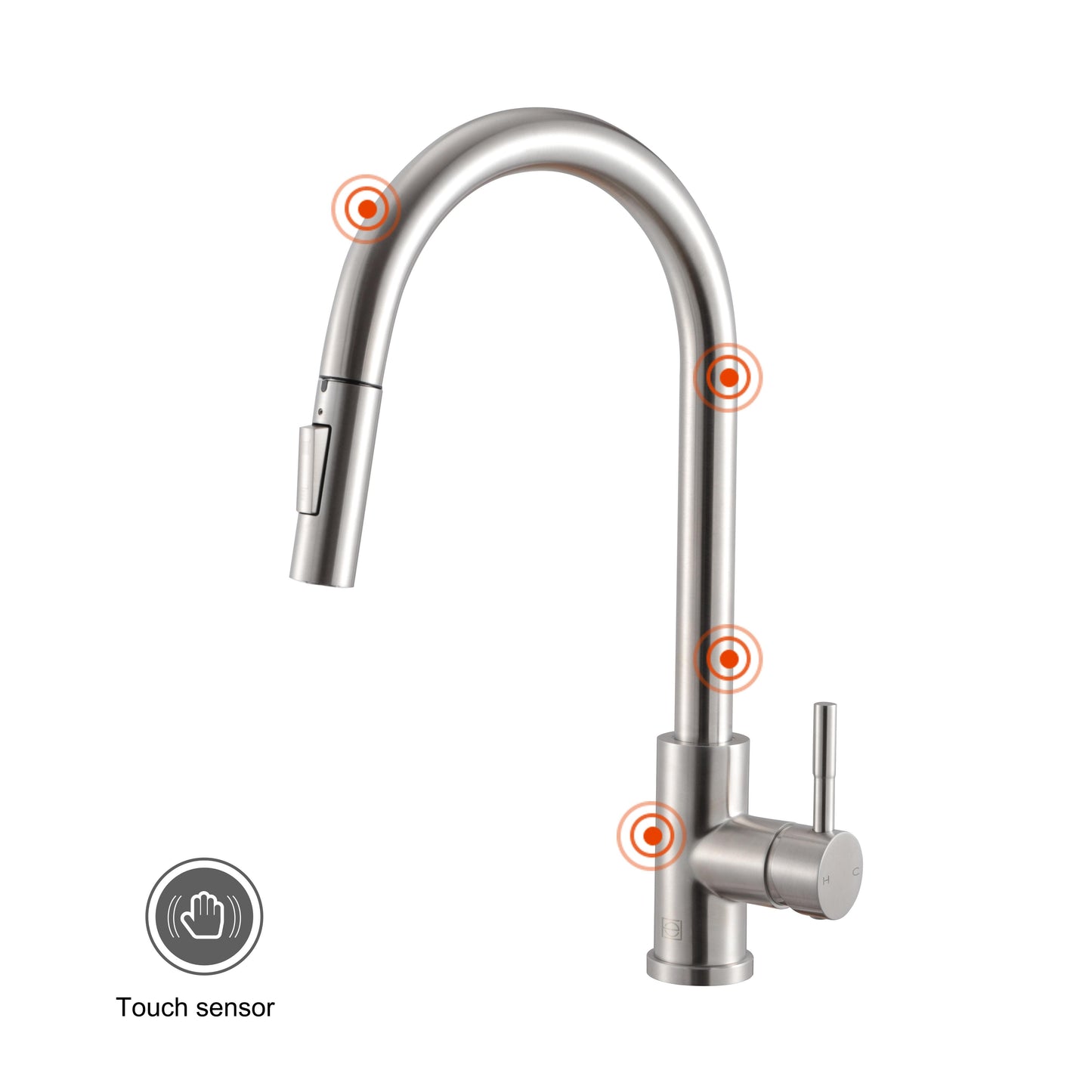 Imogen Single Handle Pull Down Sprayer Kitchen Faucet with Touch Sensor, Modern Style, Brushed Nickel - KF160BNK