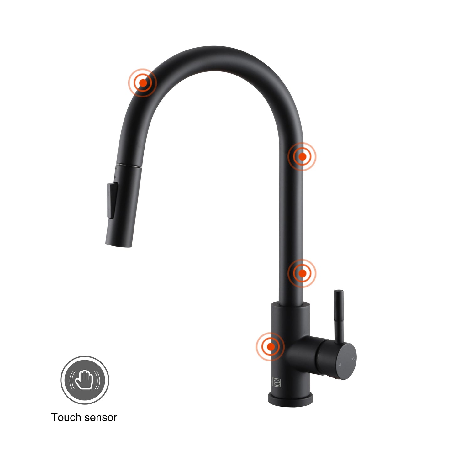 Imogen Single Handle Pull Down Sprayer Kitchen Faucet with Touch Sensor, Modern Style, Matte Black - KF160MBK