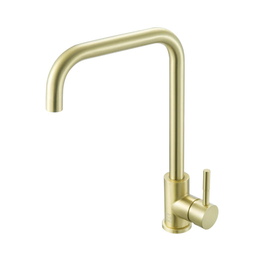 Eira Single Handle Pull Down Sprayer Kitchen Faucet, Modern Style, Brushed Gold - KF180BGD