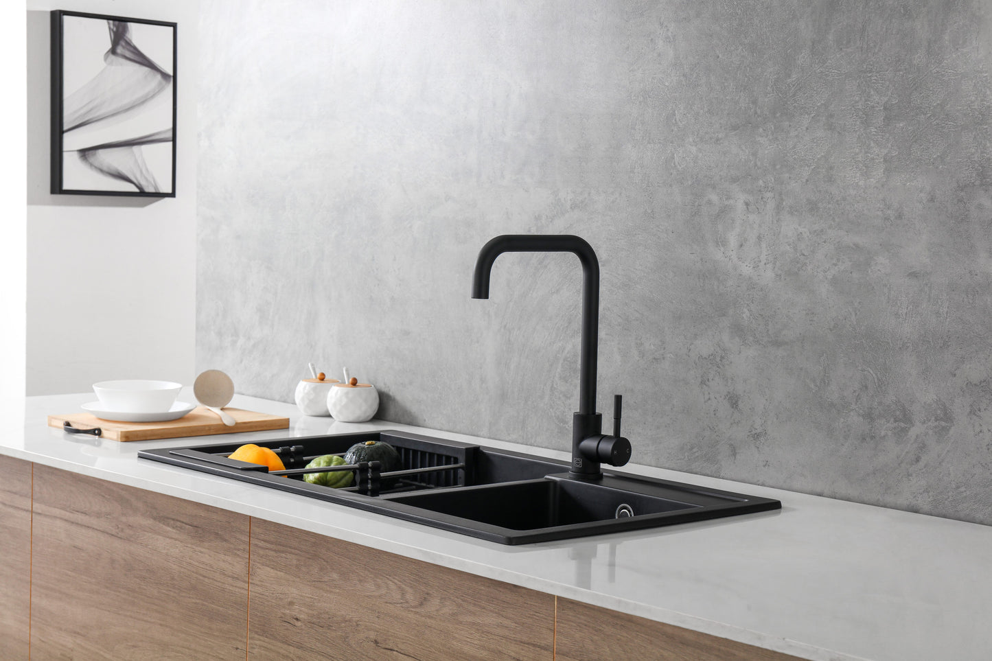 Eira Single Handle Pull Down Sprayer Kitchen Faucet, Modern Style, Matte Black - KF180MBK