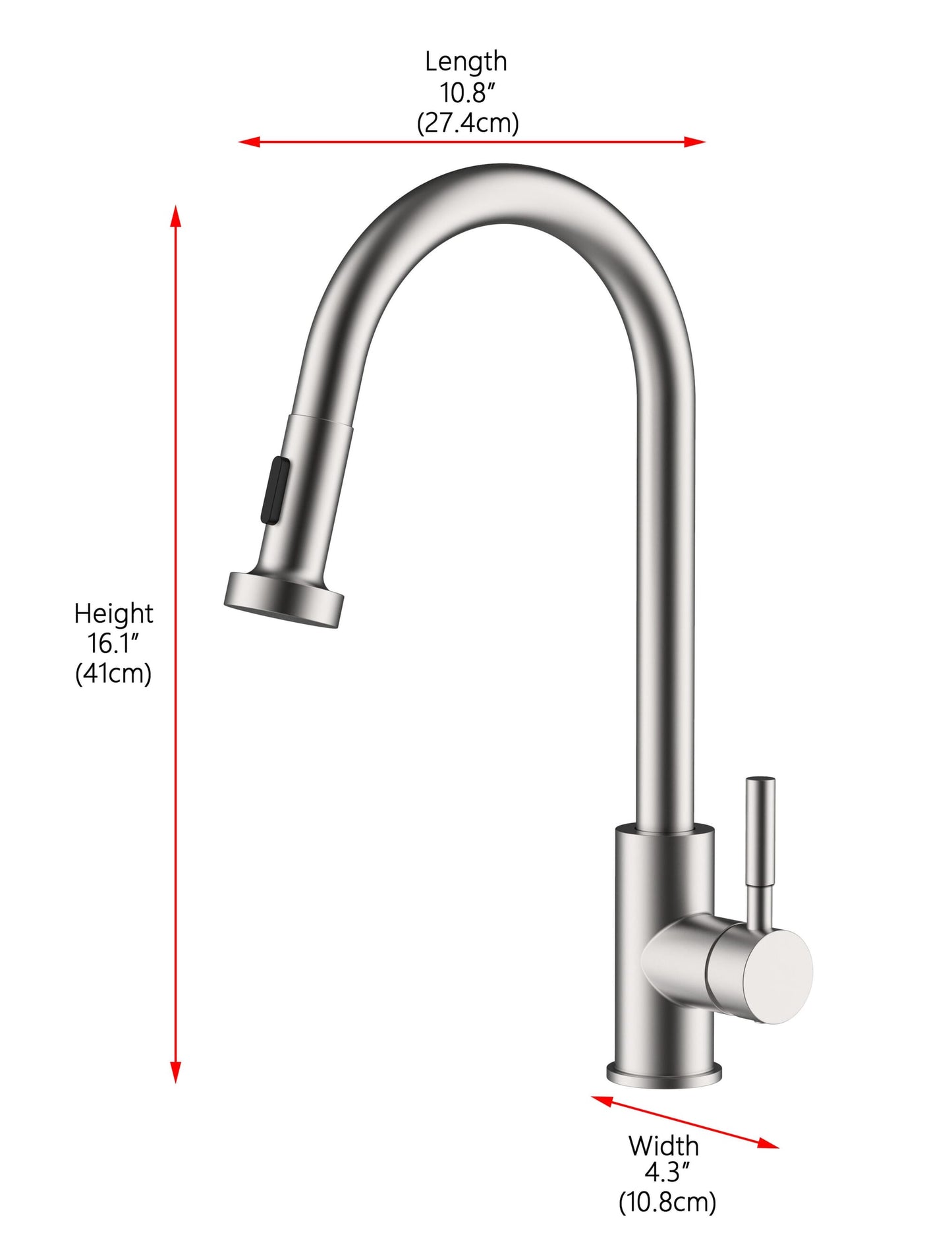 Soren Single Handle Pull Down Sprayer Kitchen Faucet, Modern Style, Brushed Nickel - KF190BNK