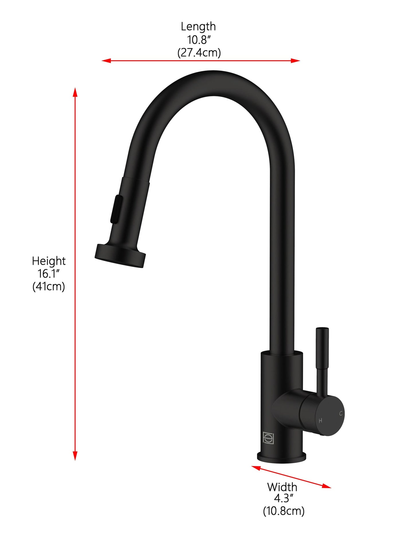 Soren Single Handle Pull Down Sprayer Kitchen Faucet, Modern Style, Matte Black - KF190MBK