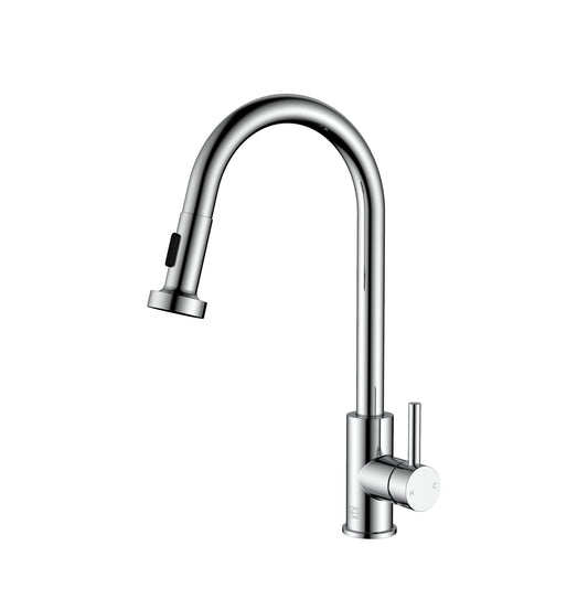 Soren Single Handle Pull Down Sprayer Kitchen Faucet, Modern Style, Chrome - KF190PCH