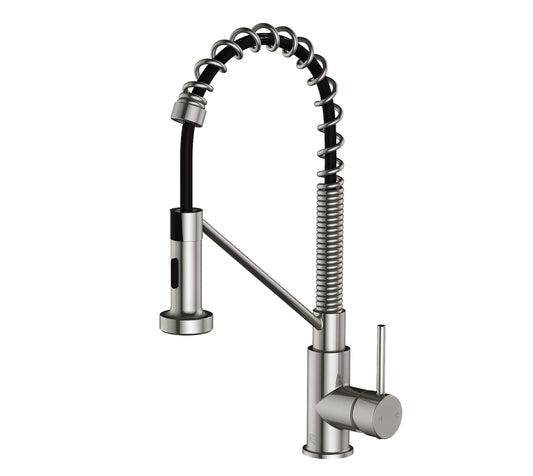 Tamsin Single Handle Pull Down Sprayer Kitchen Faucet, Industrial Style, Brushed Nickel - KF200BNK