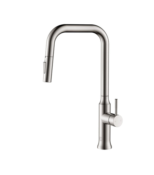 Astrid Single Handle Pull Down Sprayer Kitchen Faucet, Modern Style, Brushed Nickel - KF210BNK