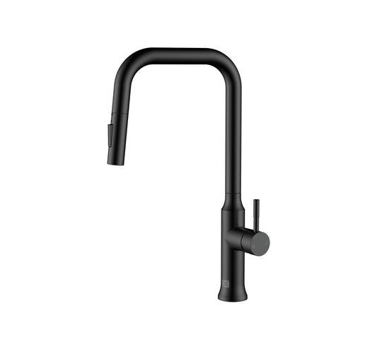 Astrid Single Handle Pull Down Sprayer Kitchen Faucet, Modern Style, Matte Black - KF210MBK