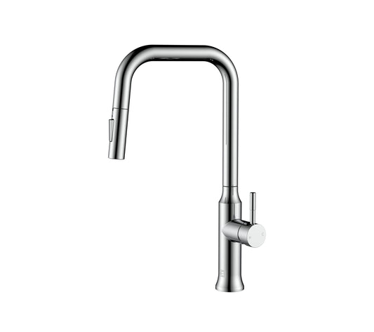 Astrid Single Handle Pull Down Sprayer Kitchen Faucet, Modern Style, Chrome - KF210PCH