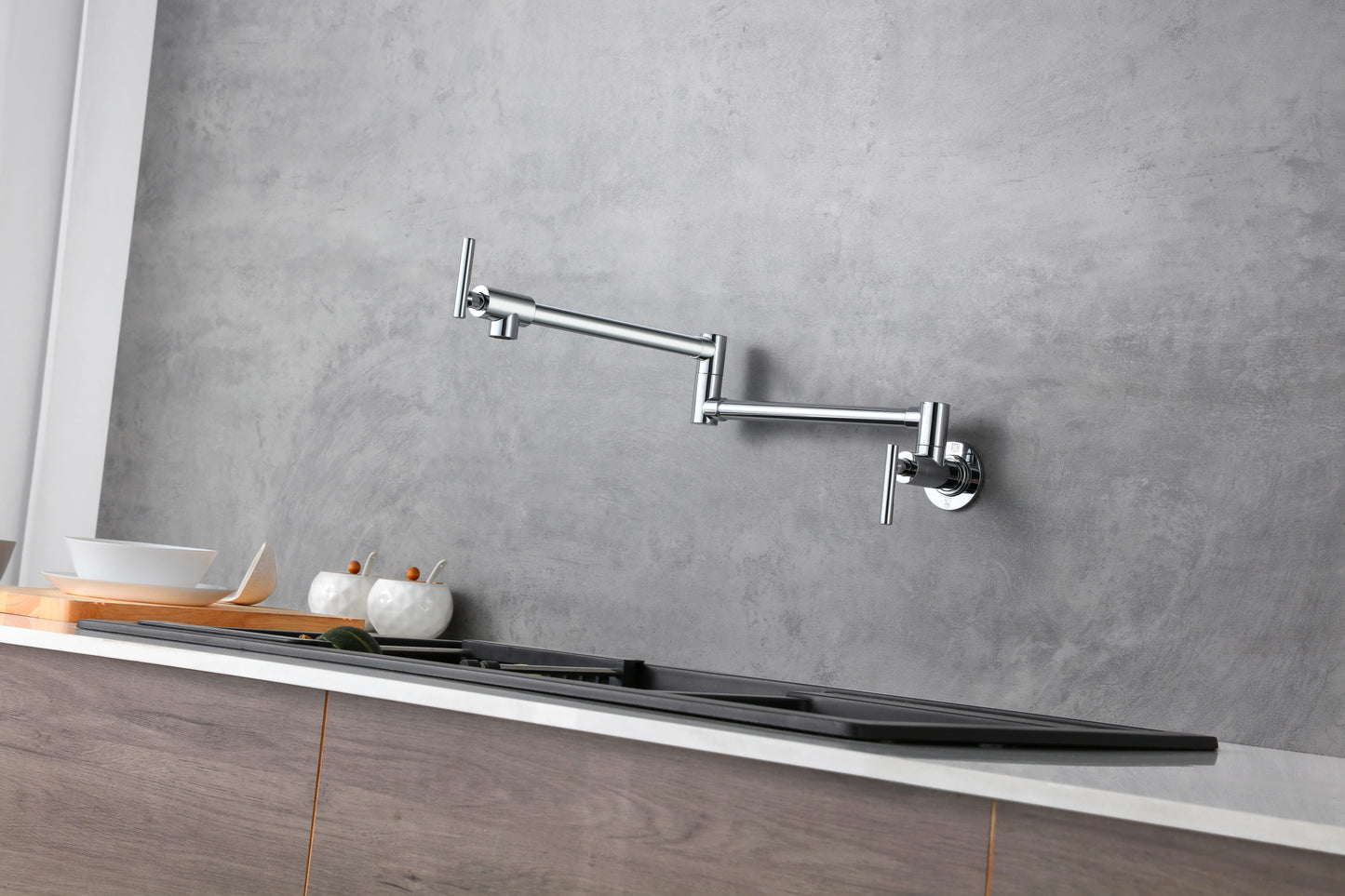 Evander Wall Mounted Pot Filler, Modern Style, Chrome - KF220PCH