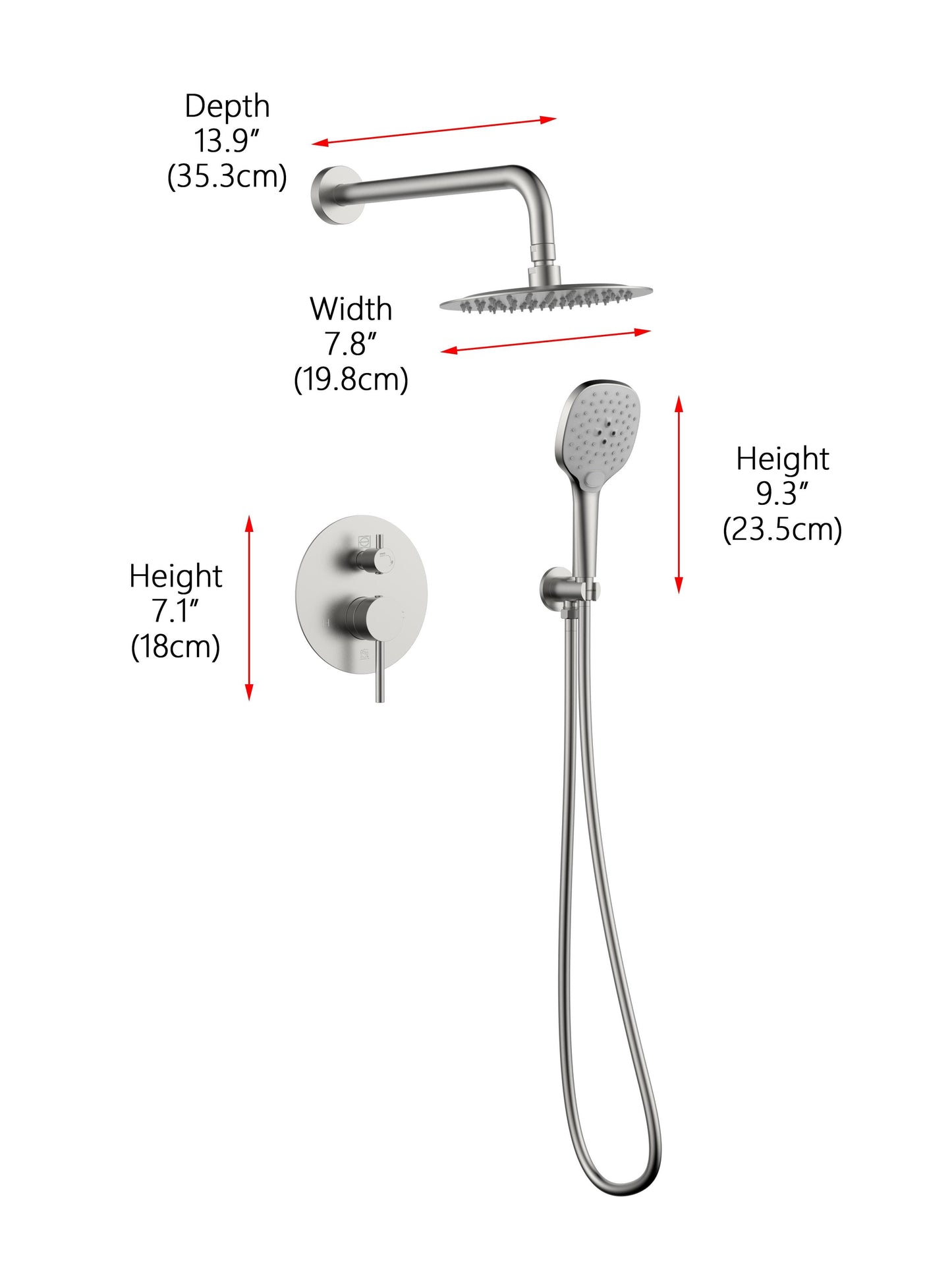 Brynn Complete Shower Faucet System with Rough-in Valve, Modern Style, Brushed Nickel - SF100BNK