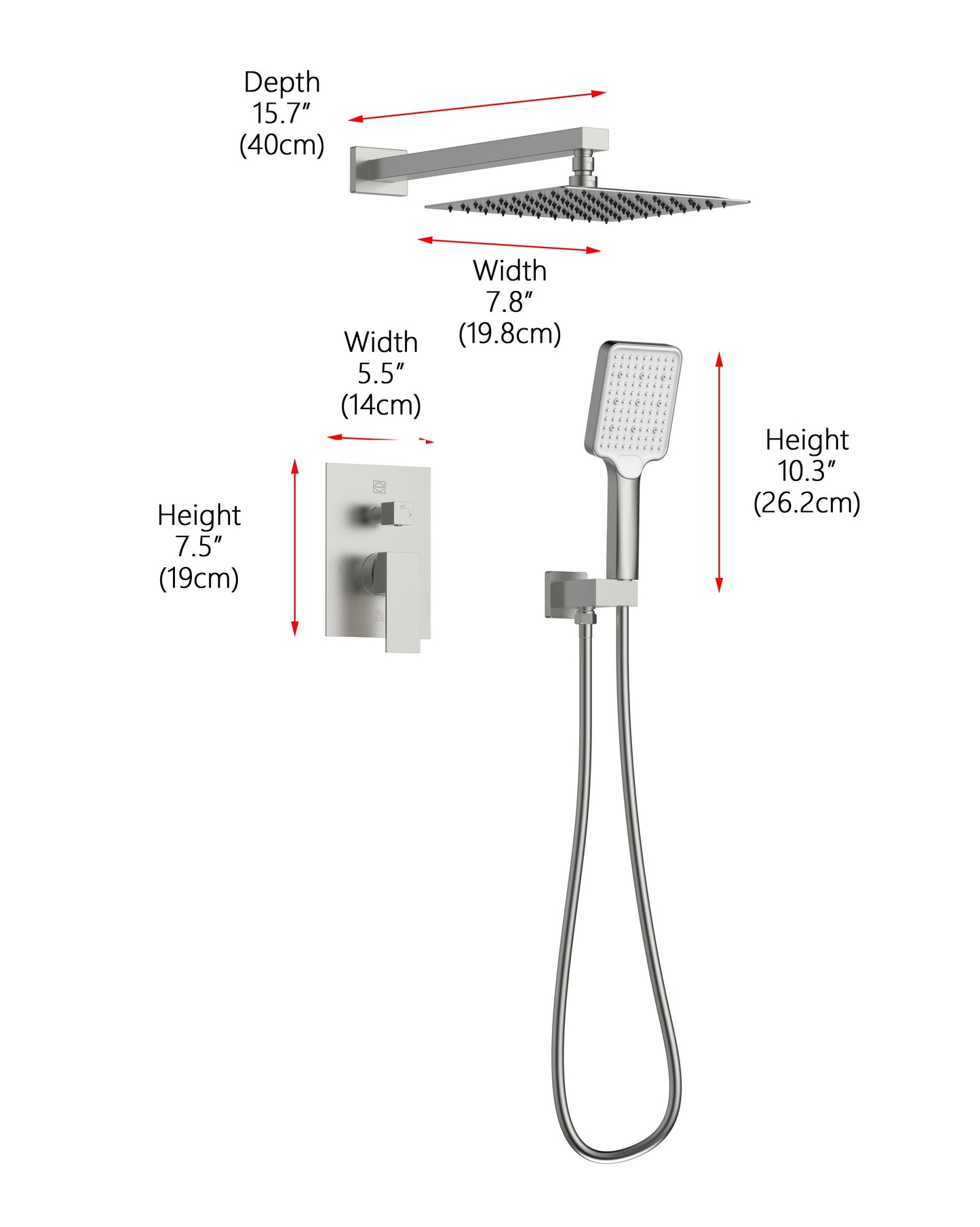 Seren Complete Shower Faucet System with Rough-in Valve, Modern Style, Brushed Nickel - SF120BNK