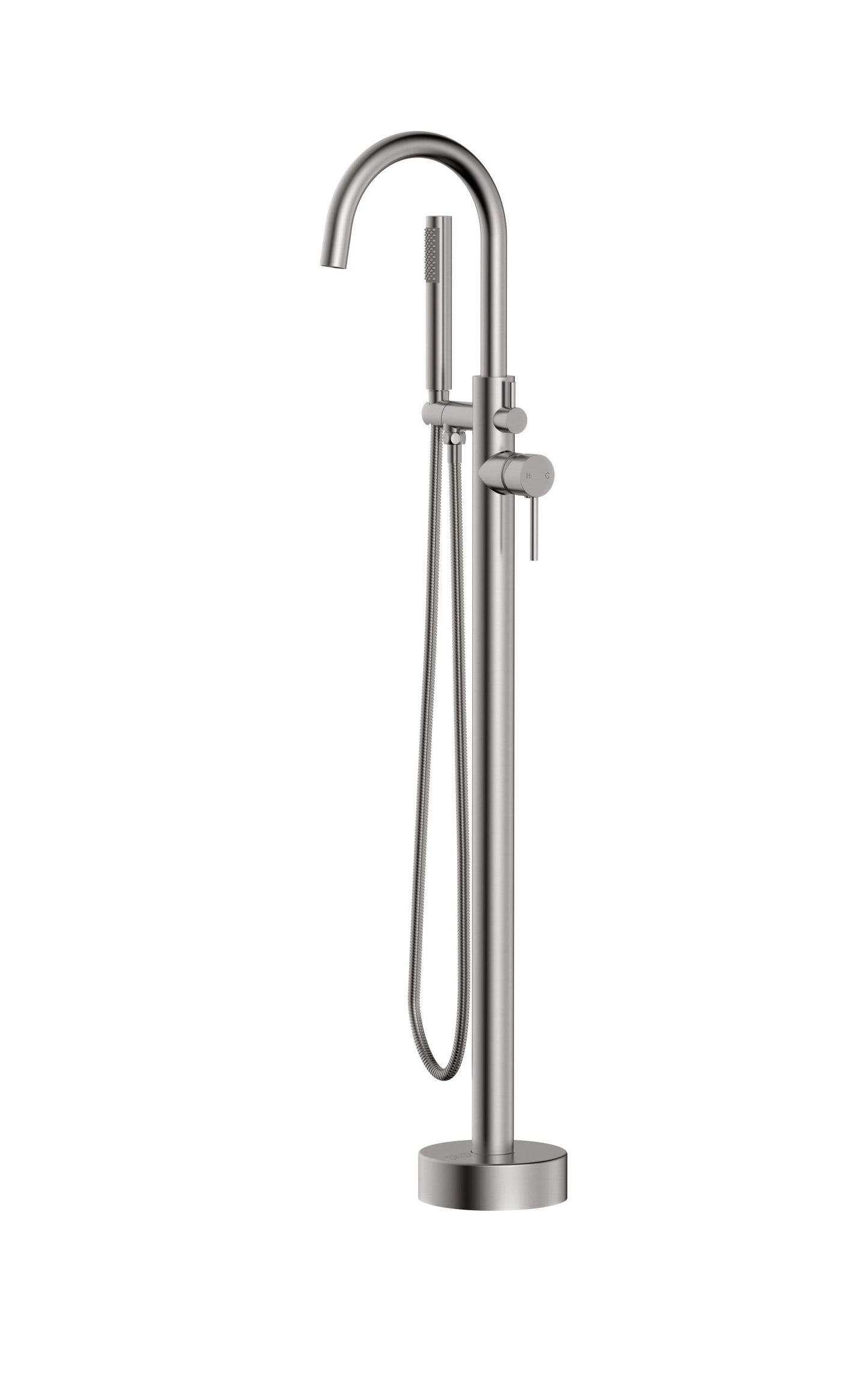 Leander Floor Mounted Roman Tub Faucet with Handshower, Modern Style, Brushed Nickel - TF100BNK