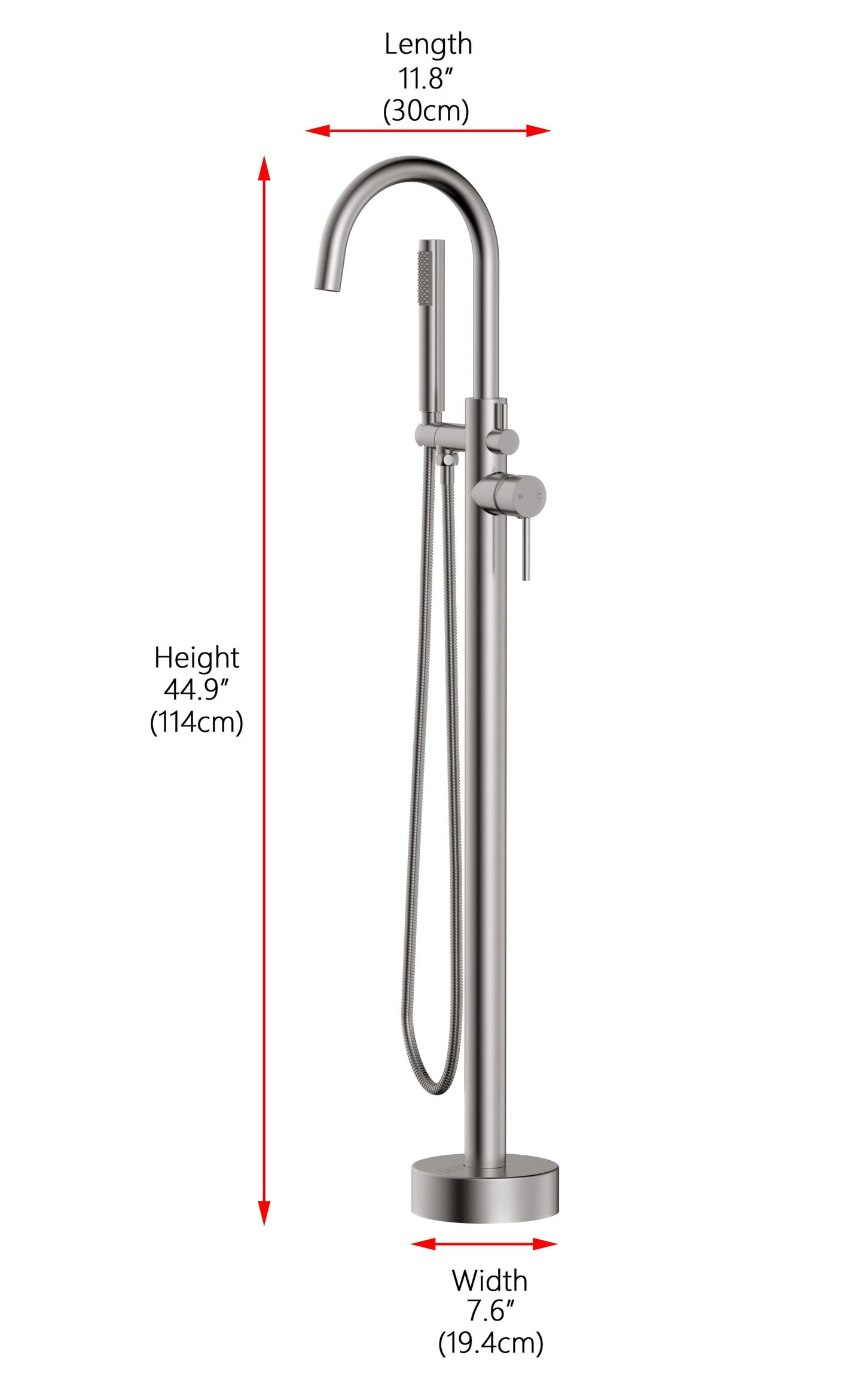 Leander Floor Mounted Roman Tub Faucet with Handshower, Modern Style, Brushed Nickel - TF100BNK