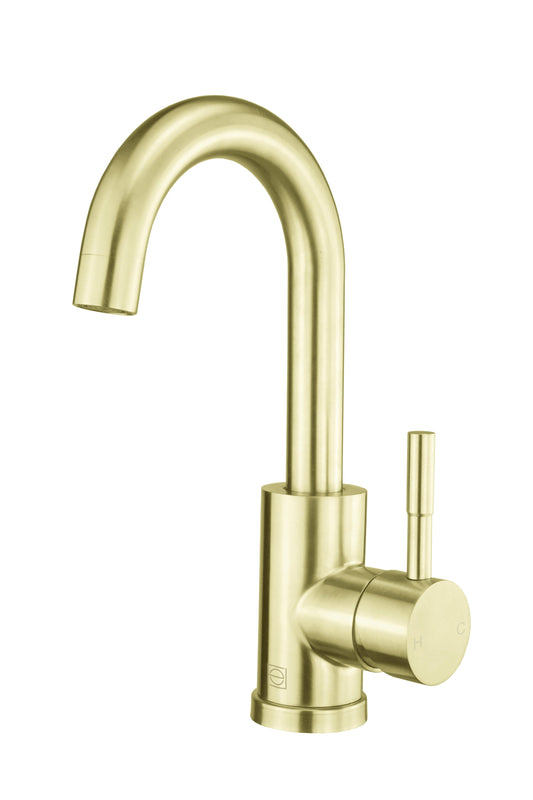 Elara Single Hole Single Handle Bathroom Faucet, Modern Style, Brushed Gold - VF120BGD