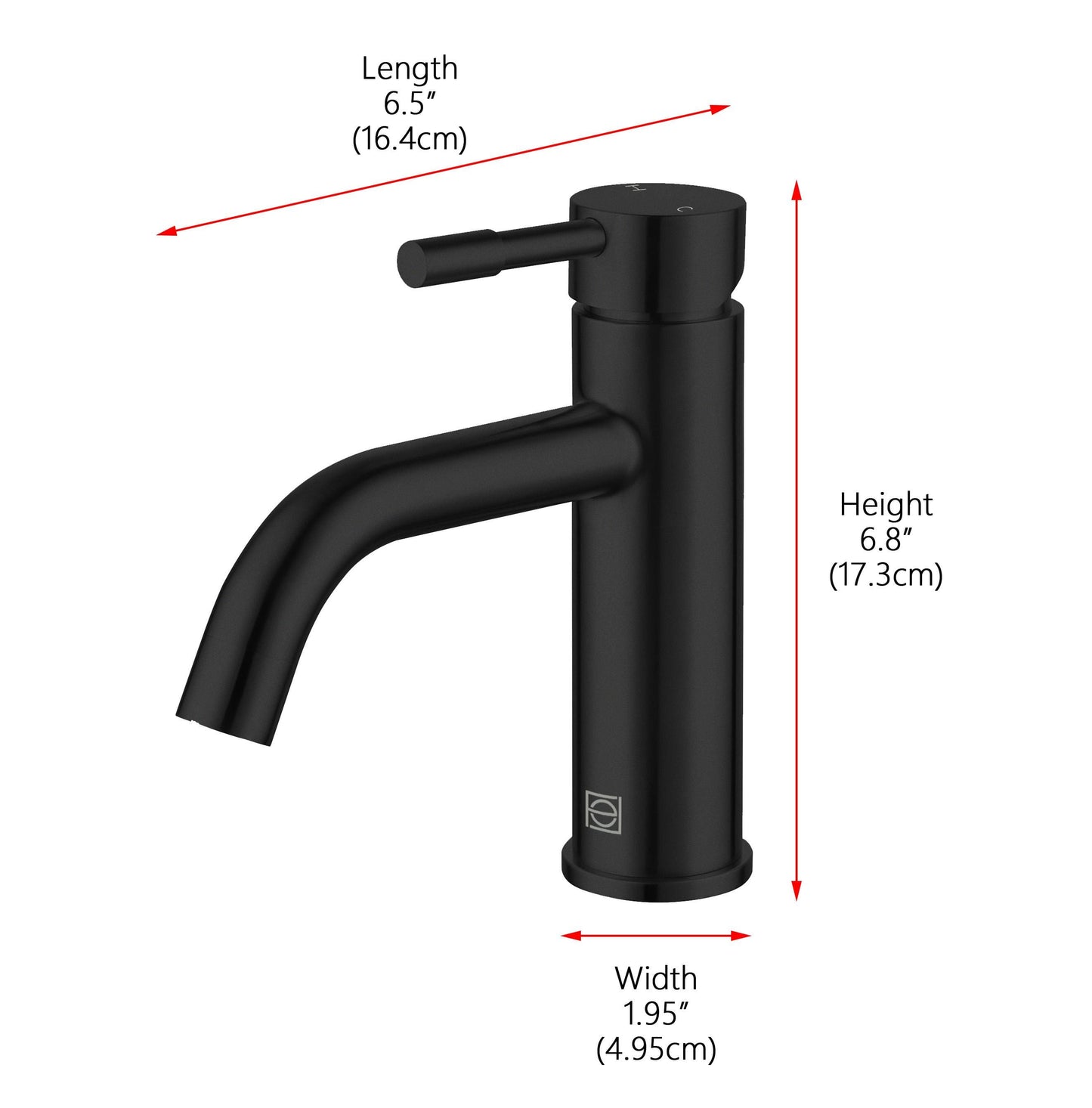 Zephyr Single Hole Single Handle Bathroom Faucet, Modern Style, Matte Black - VF150MBK