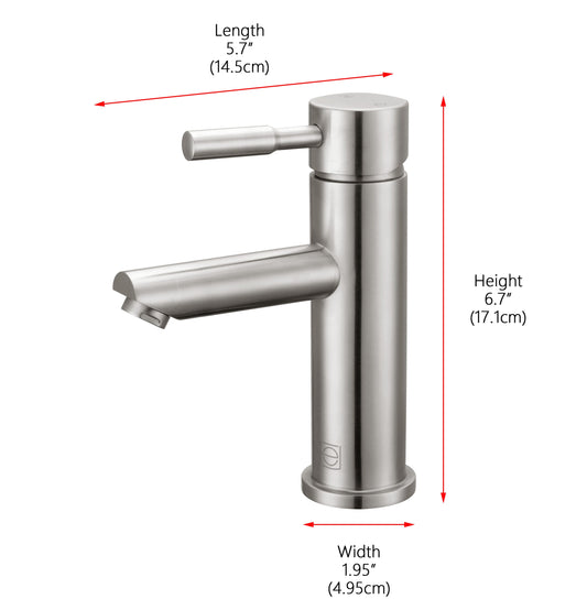 Ronan Single Hole Single Handle Bathroom Faucet, Modern Style, Brushed Nickel - VF170BNK