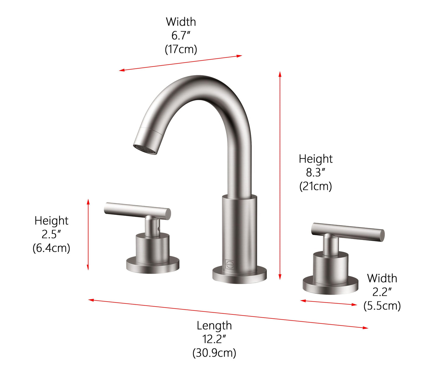 Elowen 8" Widespread Double Handle Bathroom Faucet, Modern Style, Brushed Nickel - VF180BNK