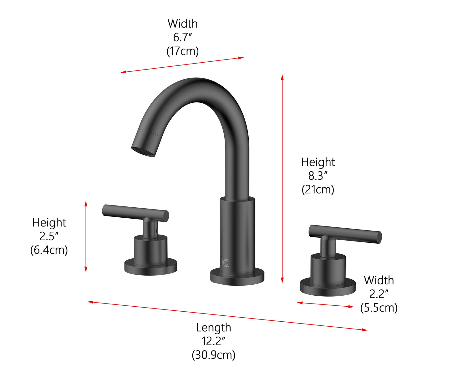 Elowen 8" Widespread Double Handle Bathroom Faucet, Modern Style, Matte Black - VF180MBK