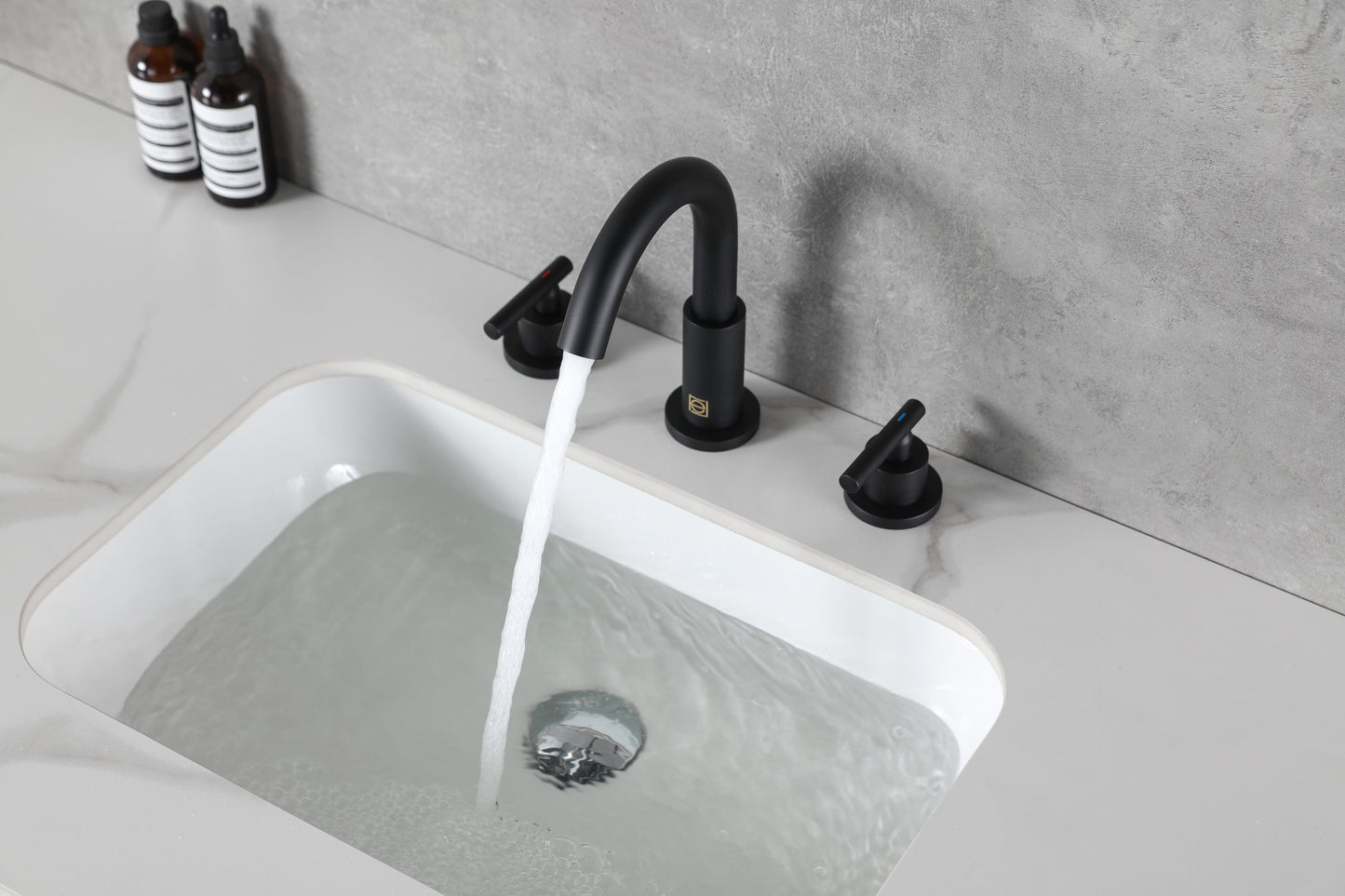 Elowen 8" Widespread Double Handle Bathroom Faucet, Modern Style, Matte Black - VF180MBK