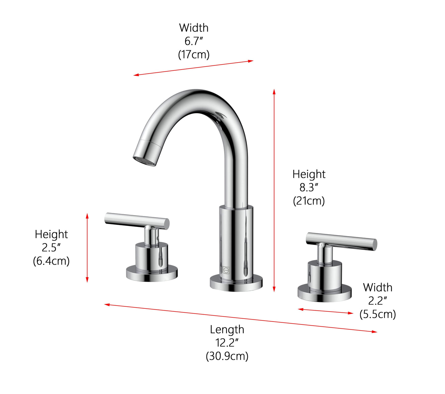 Elowen 8" Widespread Double Handle Bathroom Faucet, Modern Style, Chrome - VF180PCH