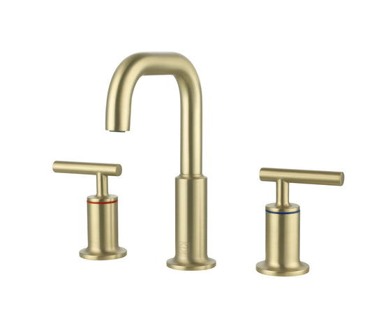 Taryn 8" Widespread Double Handle Bathroom Faucet, Modern Style, Brushed Gold - VF190BGD