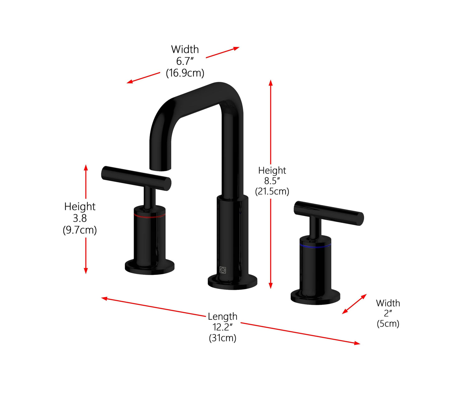 Taryn 8" Widespread Double Handle Bathroom Faucet, Modern Style, Matte Black - VF190MBK