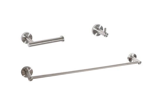 Juno 3-Piece Bathroom Hardware Set, Modern Style, Brushed Nickel - BH110S3BNK