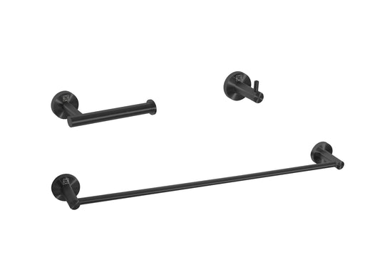 Juno 3-Piece Bathroom Hardware Set, Modern Style, Matte Black - BH110S3MBK