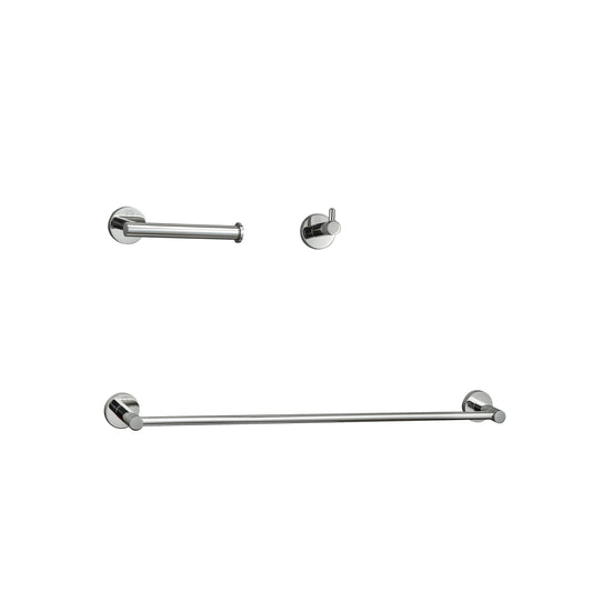 Juno 3-Piece Bathroom Hardware Set, Modern Style, Chrome - BH110S3PCH