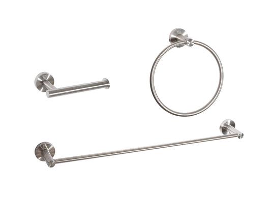 Lysander 3-Piece Bathroom Hardware Set, Modern Style, Brushed Nickel - BH100S3BNK