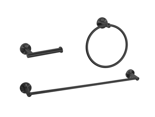 Lysander 3-Piece Bathroom Hardware Set, Modern Style, Matte Black - BH100S3MBK