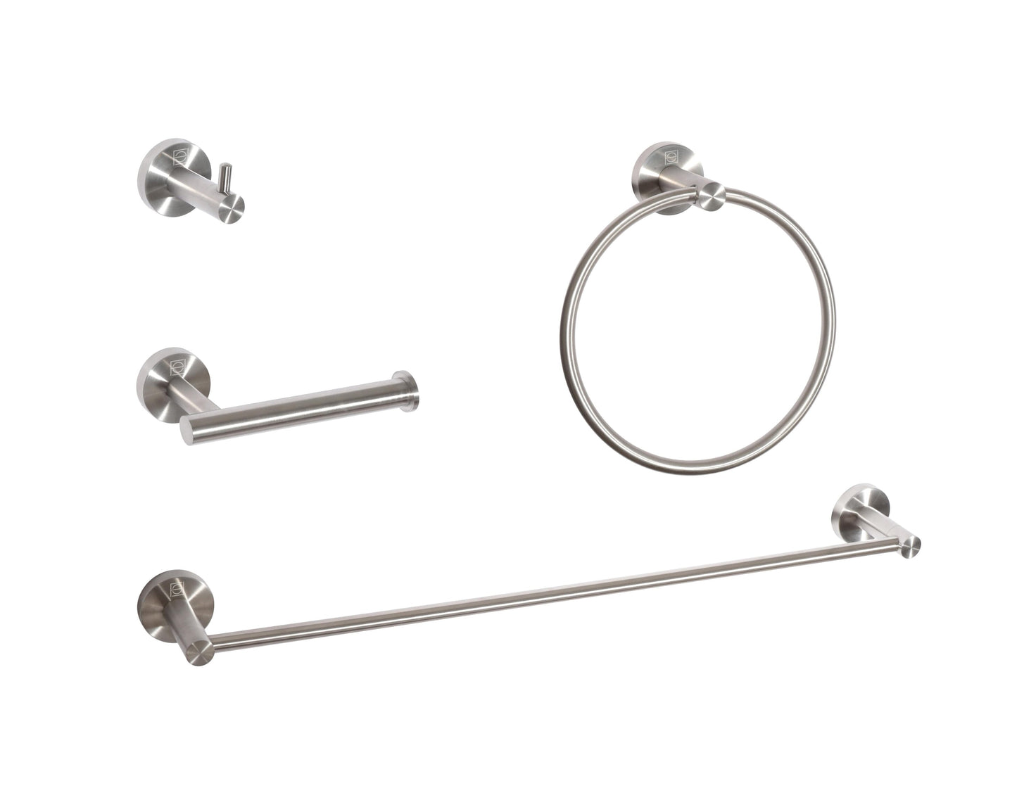 Juno 4-Piece Bathroom Hardware Set, Modern Style, Brushed Nickel - BH110S4BNK