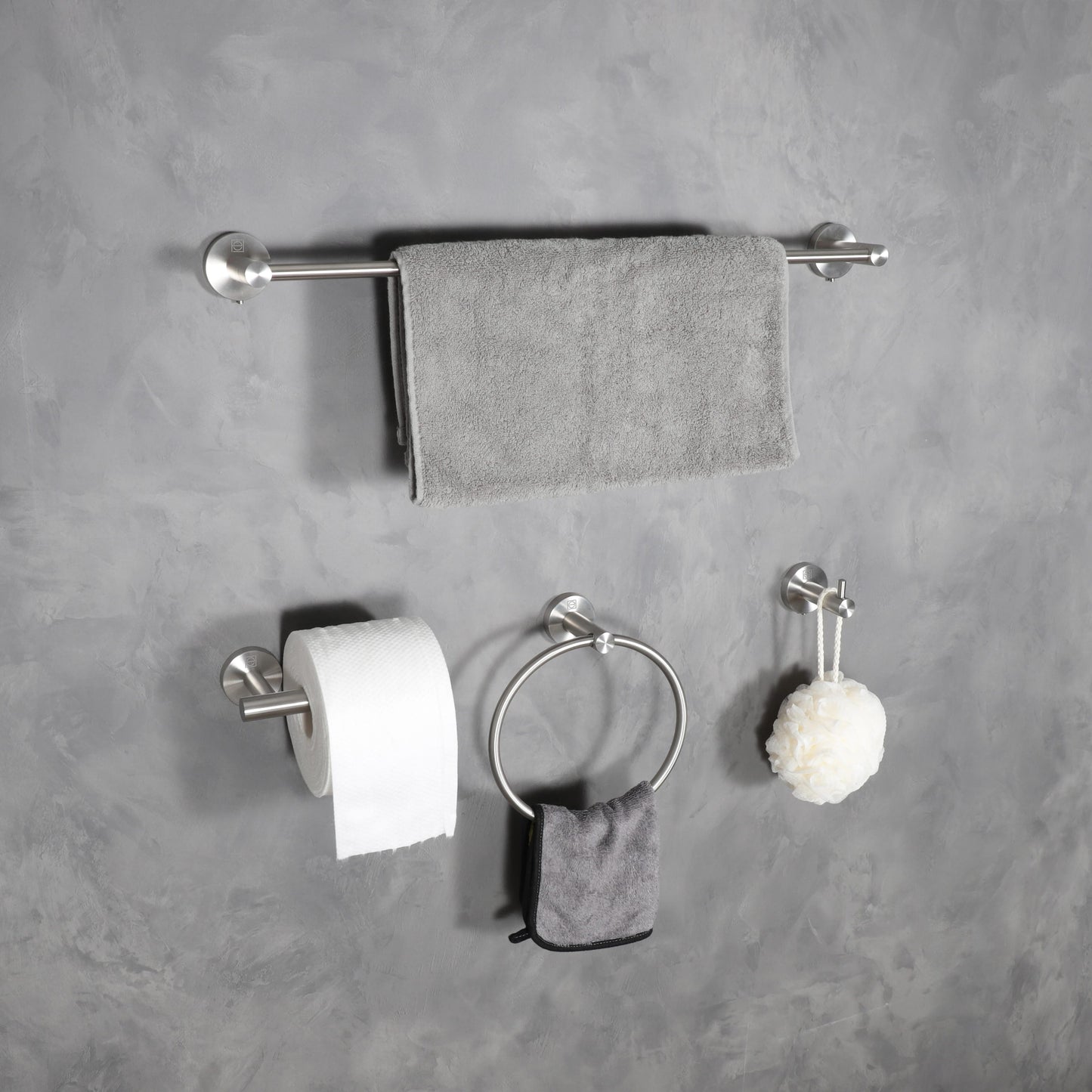 Juno 4-Piece Bathroom Hardware Set, Modern Style, Brushed Nickel - BH110S4BNK