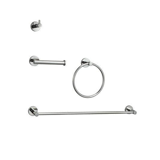 Juno 4-Piece Bathroom Hardware Set, Modern Style, Chrome - BH110S4PCH