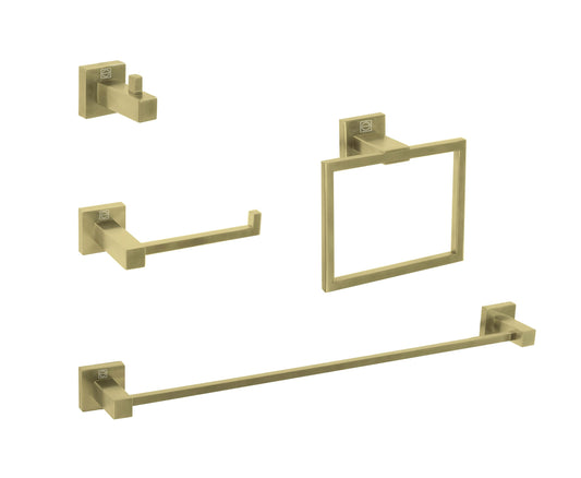 Arwen 4-Piece Bathroom Hardware Set, Modern Style, Brushed Gold - BH120S4BGD