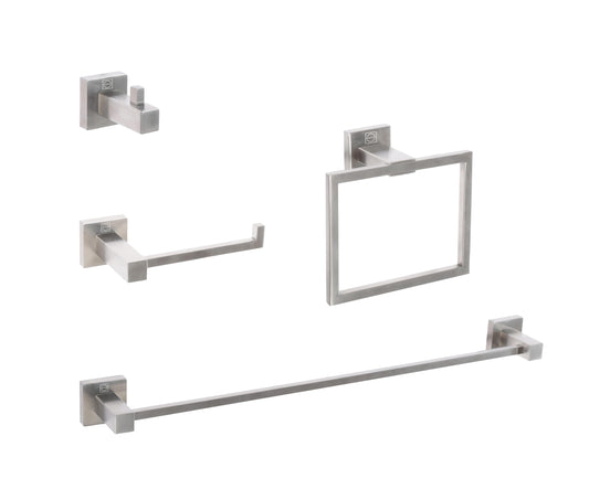 Arwen 4-Piece Bathroom Hardware Set, Modern Style, Brushed Nickel - BH120S4BNK