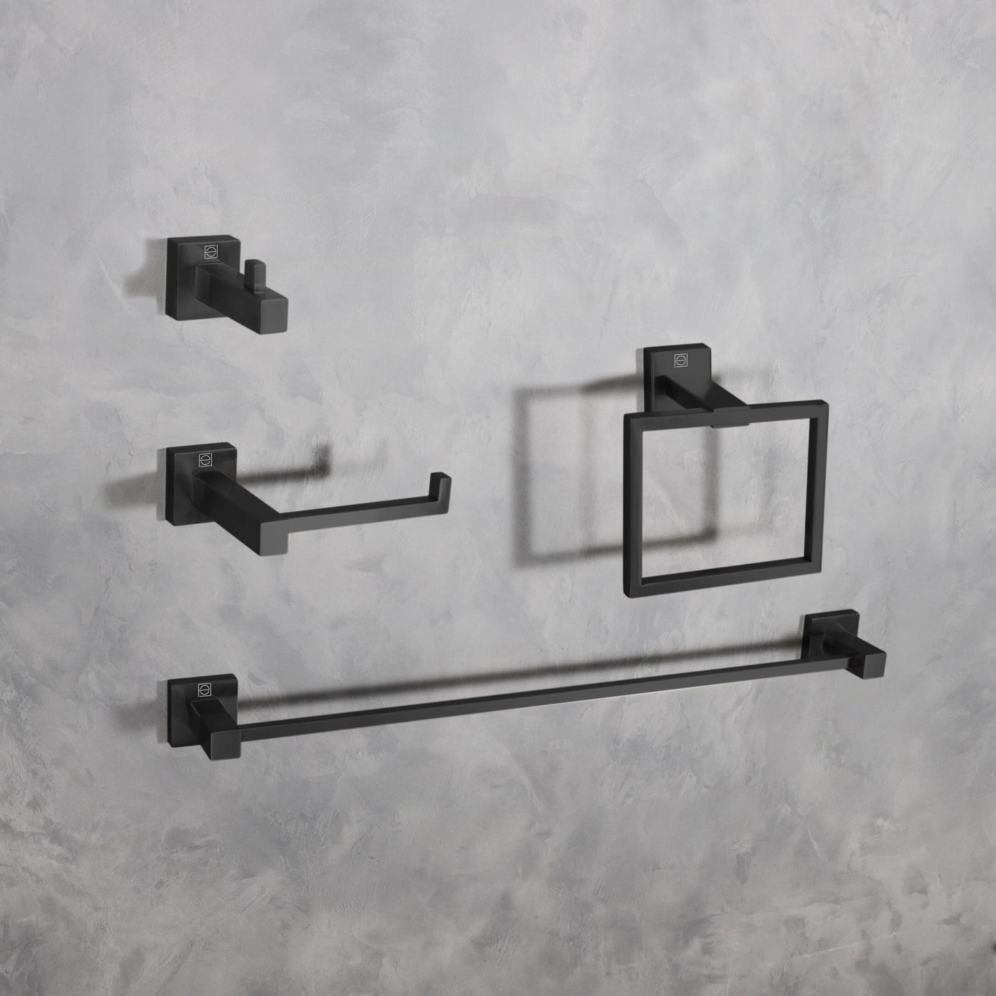 Arwen 4-Piece Bathroom Hardware Set, Modern Style, Matte Black - BH120S4MBK